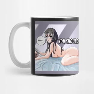 Mai Sakurajima on bed Mug